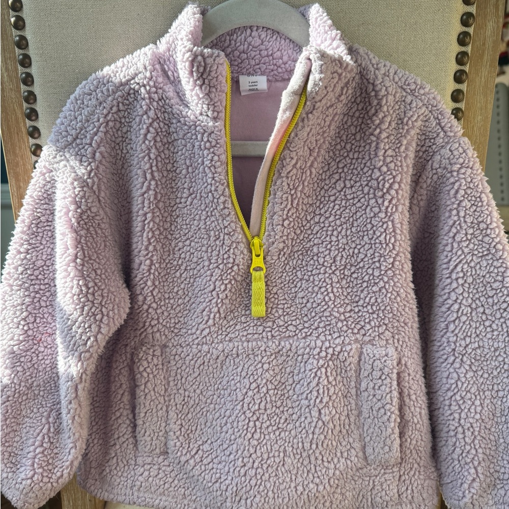 GAP Kids Lilac Fleece Hoodie with Yellow Zipper